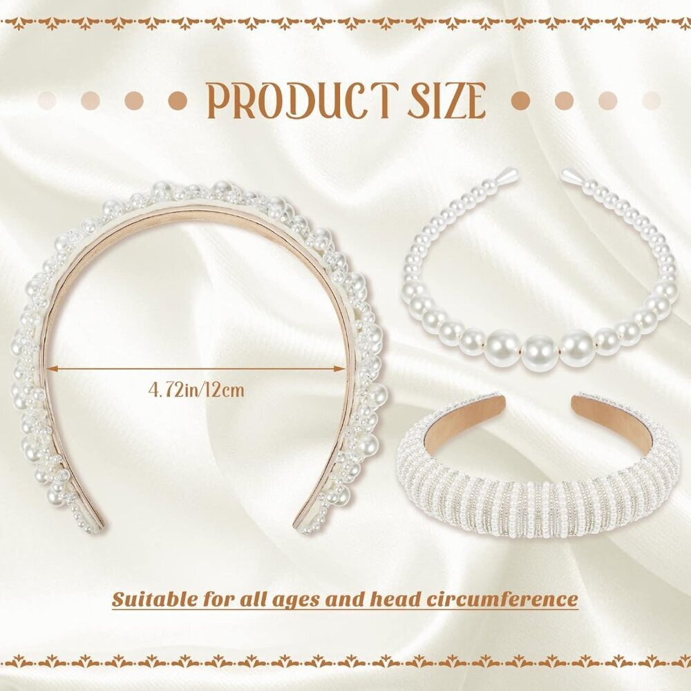 Pearl Headbands Faux Pearl Rhinestones Hairbands Bridal Accessories Women - Picture 2 of 6